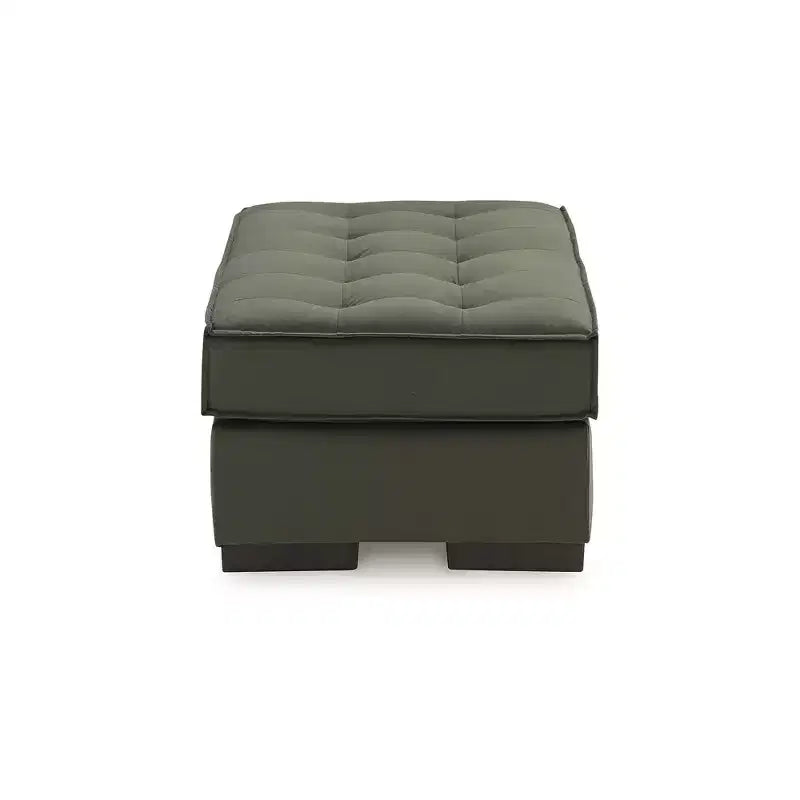 Grand pouf d'appoint, revêtement en polyester capitonné, vert olive