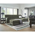 Grand pouf d'appoint, revêtement en polyester capitonné, vert olive