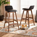 Tabourets de bar en similicuir et bois noir/noyer/marron : Siège ovale rembourré, hauteur fixe de 76 cm