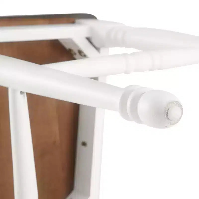 Lot de 2 tabourets de bar hauteur comptoir, cadre en caoutchouc blanc vieilli, non rembourrés, design traditionnel