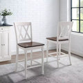 Lot de 2 tabourets de bar hauteur comptoir, cadre en caoutchouc blanc vieilli, non rembourrés, design traditionnel