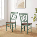 Crosley Shelby 2pc Dining Chair Set Distressed Teal: Rubberwood Frame, Armless Design, 250lb Capacity