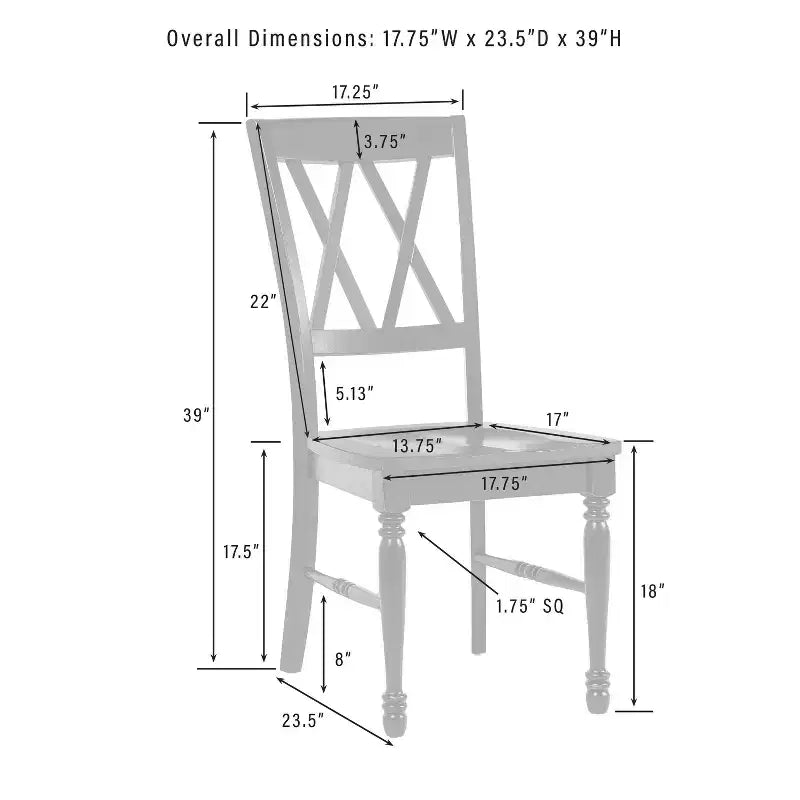 Lot de 2 chaises de salle à manger sarcelle patinée : Structure en bois d'hévéa, Sans accoudoirs, Capacité de 113 kg