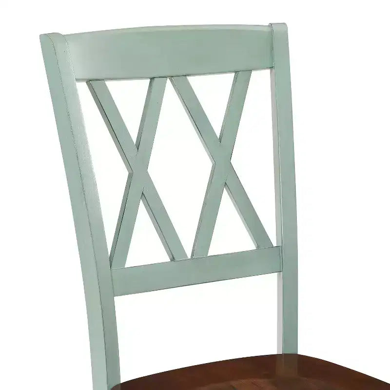 Lot de 2 chaises de salle à manger sarcelle patinée : Structure en bois d'hévéa, Sans accoudoirs, Capacité de 113 kg