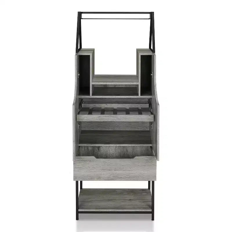 Meuble de bar vintage gris avec rangements multiples