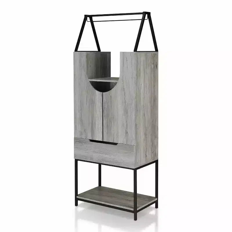 Meuble de bar vintage gris avec rangements multiples