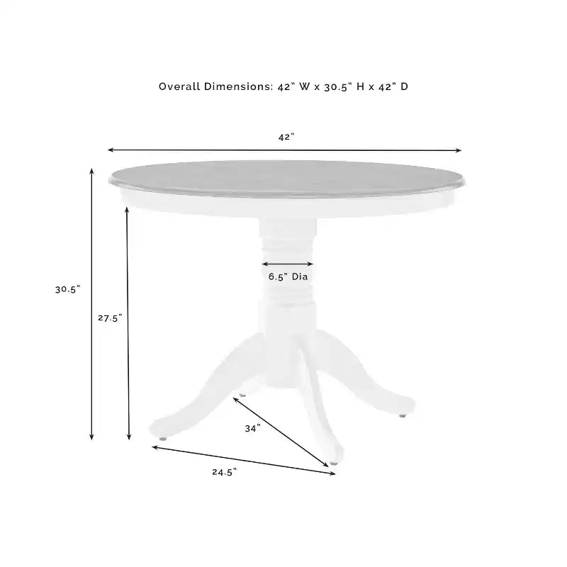 Table de salle à manger ronde Shelby blanc vieilli