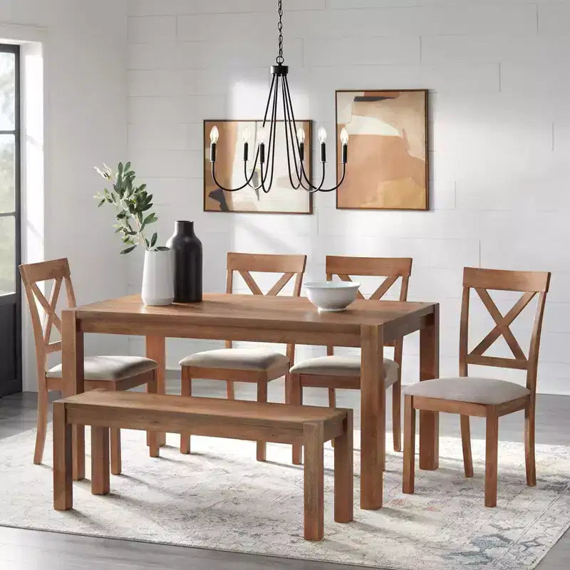 Table à manger rectangulaire style ferme moderne, coloris bois flotté