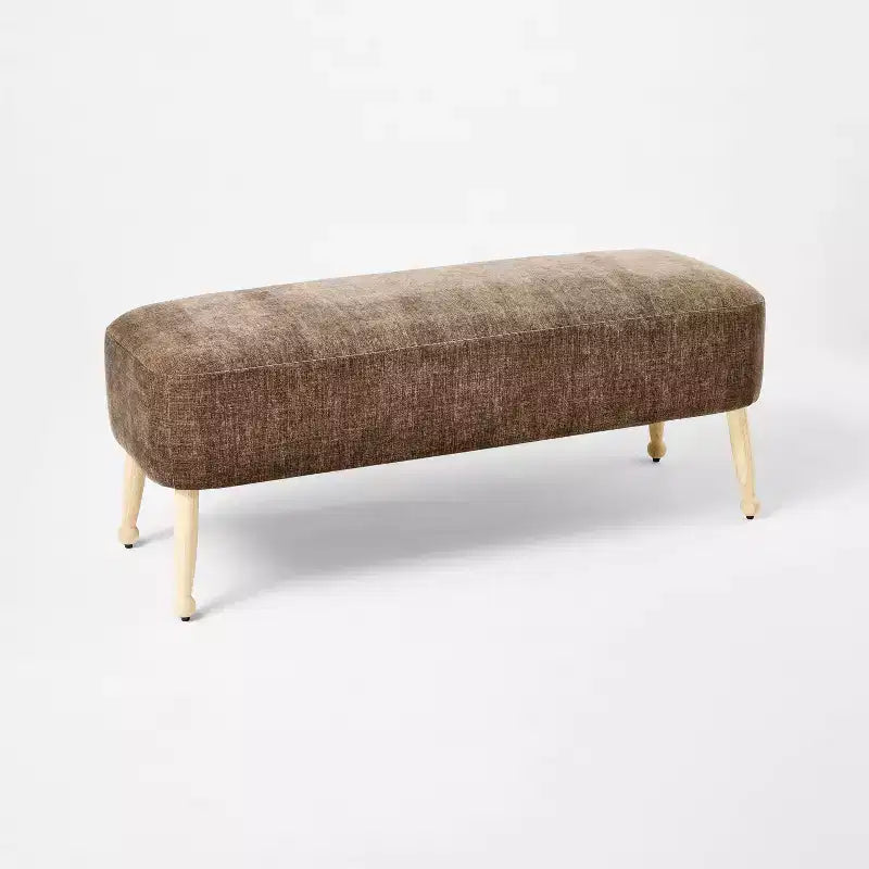 Banc rembourré en bois Bois naturel/brun foncé
