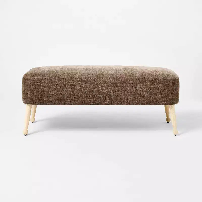 Banc rembourré en bois Bois naturel/brun foncé