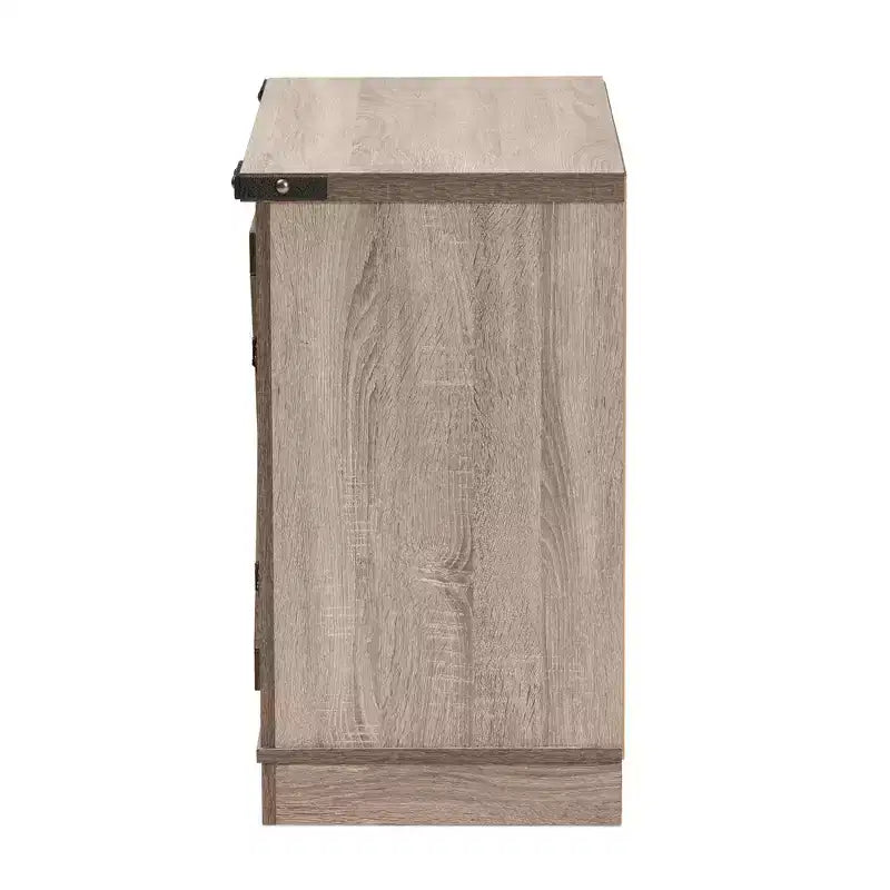 Meuble à chaussures Wayne Farmhouse Wood à 2 portes, organisateur d'entrée chêne marron, peut contenir 9 paires
