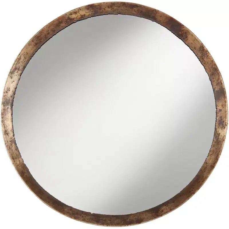 Uttermost Tortin Round Vanity Decorative Wall Mirror Rustic Hammered Jagged Metal Frame 34 Wide for Bathroom Bedroom Living Room Office Home Entryway