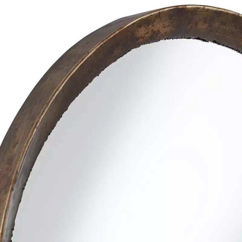 Miroir mural décoratif rond en métal martelé rustique et irrégulier de 34 po de large pour salle de bain, chambre, salon, bureau, entrée de maison.
