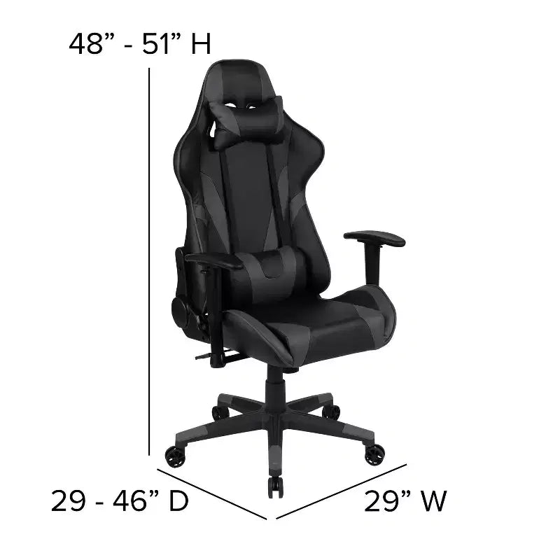 Ensemble bureau et chaise de jeu inclinable avec porte-gobelet et crochet pour casque