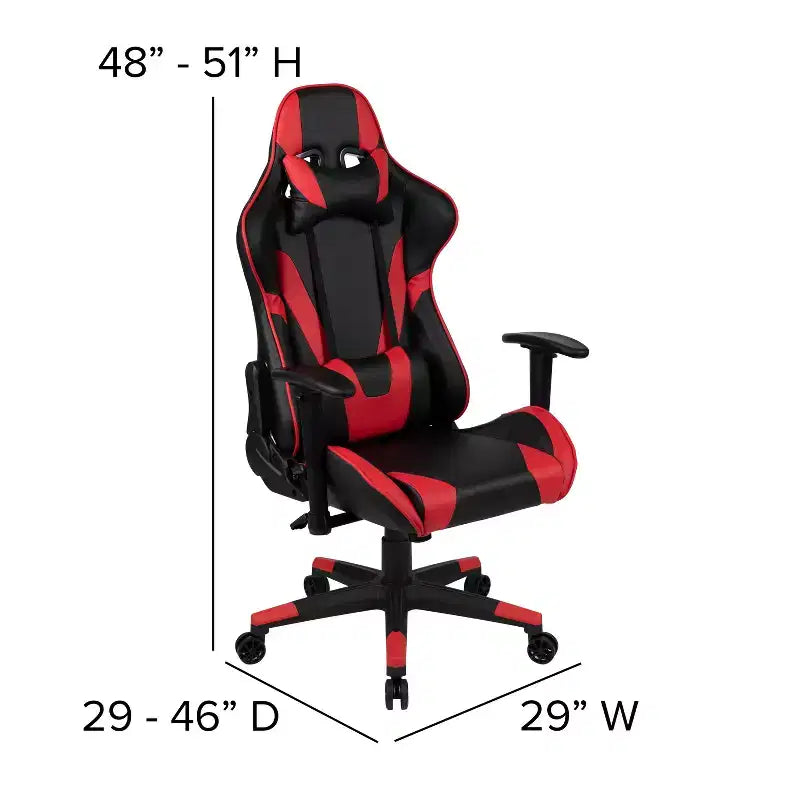 Ensemble bureau et chaise de jeu inclinable avec porte-gobelet et crochet pour casque