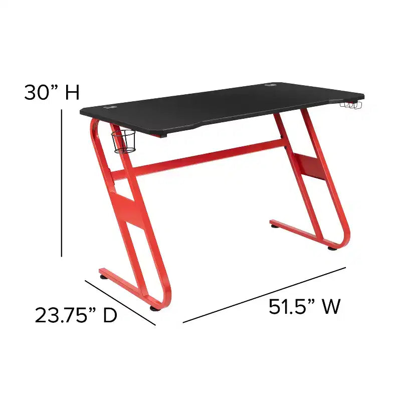Ensemble bureau et chaise de jeu inclinable avec porte-gobelet et crochet pour casque