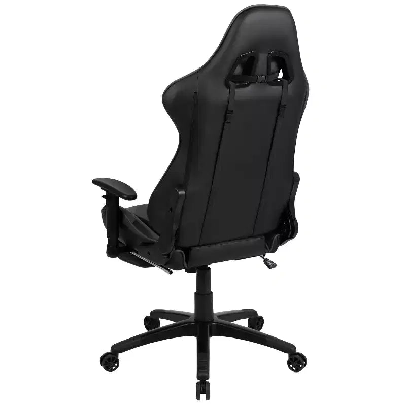 Fauteuil de jeu de course ergonomique de bureau pour ordinateur avec dossier entièrement inclinable et repose-pieds coulissant en cuir souple rouge