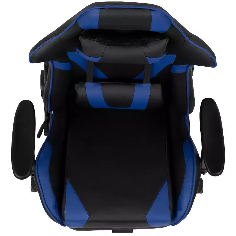 Fauteuil de jeu de course ergonomique de bureau pour ordinateur avec dossier entièrement inclinable et repose-pieds coulissant en cuir souple rouge