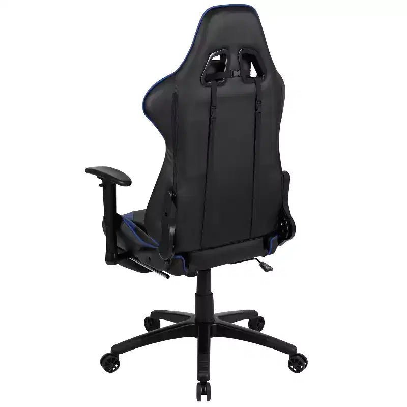 Fauteuil de jeu de course ergonomique de bureau pour ordinateur avec dossier entièrement inclinable et repose-pieds coulissant en cuir souple rouge
