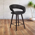 Tabouret de comptoir contemporain de 24 po de hauteur avec dossier arrondi en vinyle et structure en bois cappuccino