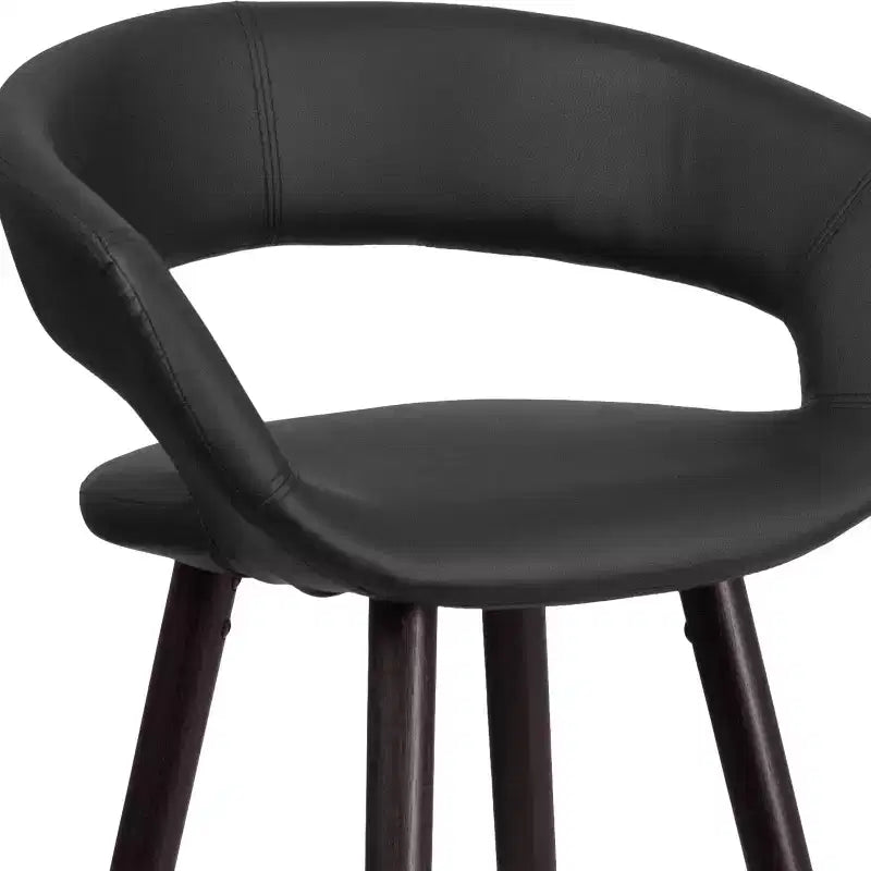 Tabouret de comptoir contemporain de 24 po de hauteur avec dossier arrondi en vinyle et structure en bois cappuccino