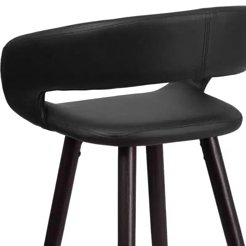 Tabouret de comptoir contemporain de 24 po de hauteur avec dossier arrondi en vinyle et structure en bois cappuccino