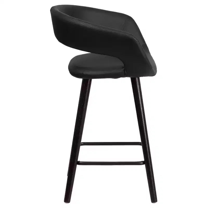 Tabouret de comptoir contemporain de 24 po de hauteur avec dossier arrondi en vinyle et structure en bois cappuccino