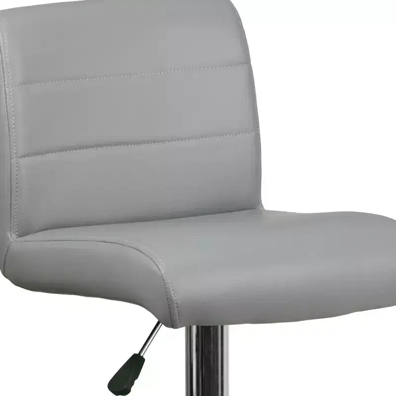 Tabouret de bar contemporain en vinyle à hauteur réglable avec assise roulée et base chromée