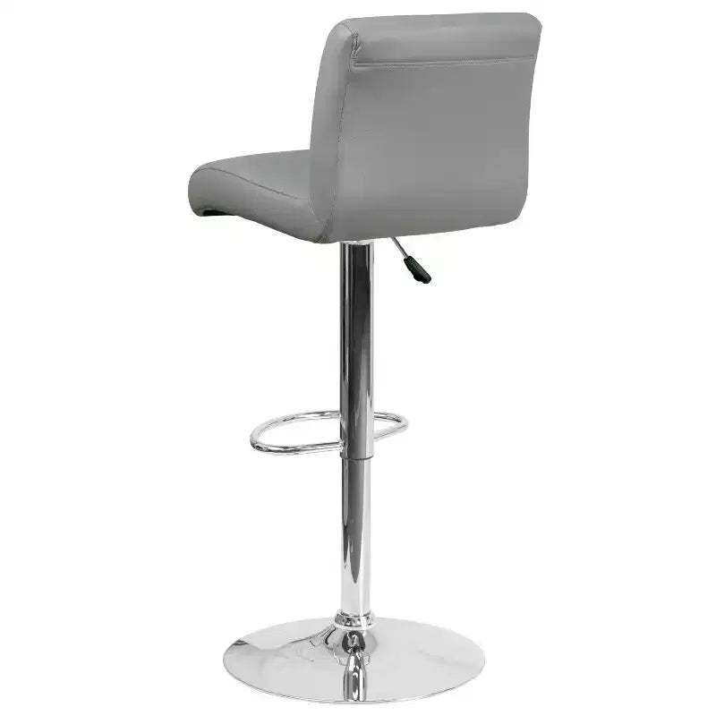 Tabouret de bar contemporain en vinyle à hauteur réglable avec assise roulée et base chromée