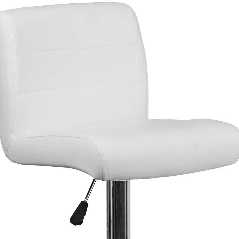 Tabouret de bar contemporain en vinyle à hauteur réglable avec assise roulée et base chromée