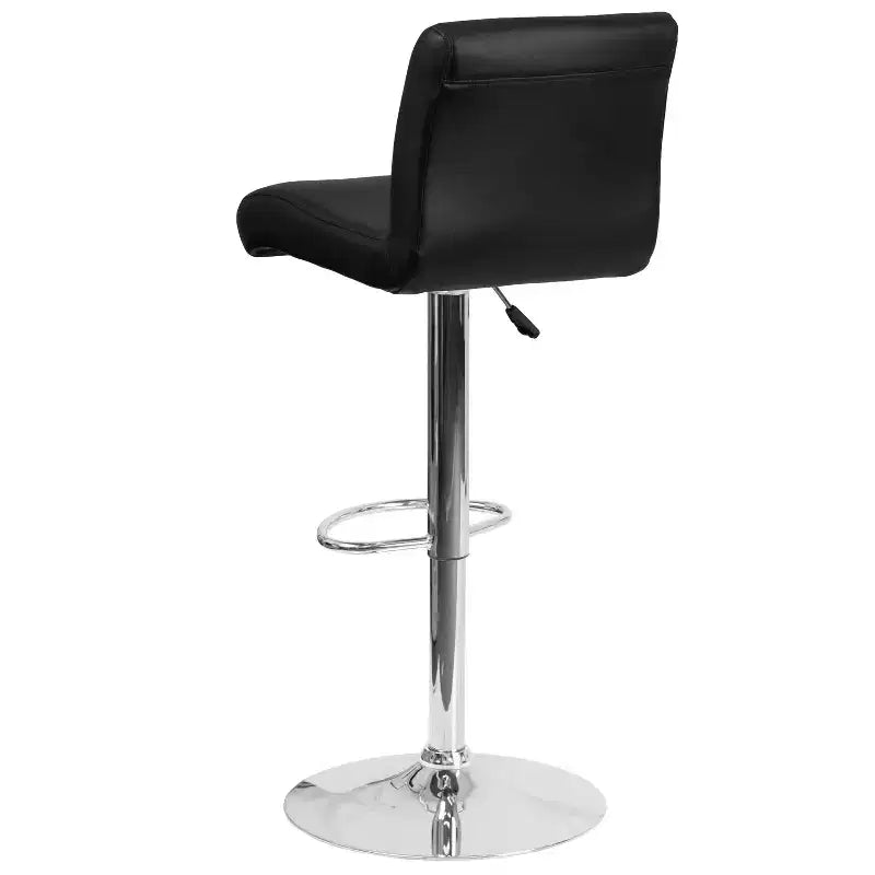 Tabouret de bar contemporain en vinyle à hauteur réglable avec assise roulée et base chromée