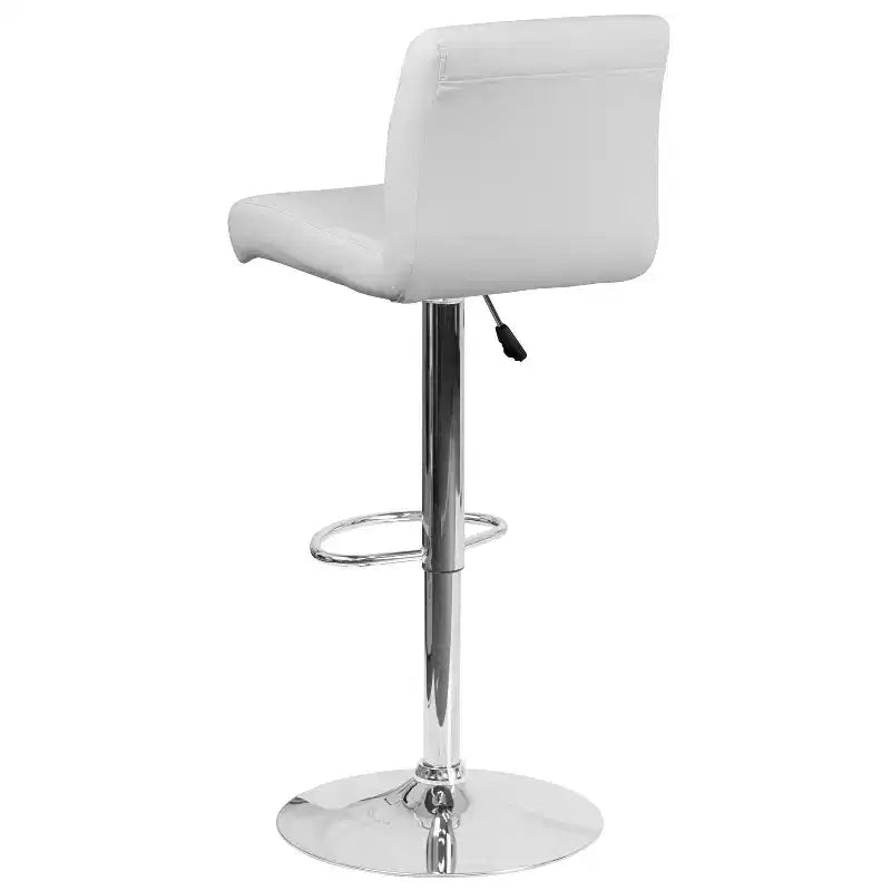 Tabouret de bar contemporain en vinyle à hauteur réglable avec assise roulée et base chromée