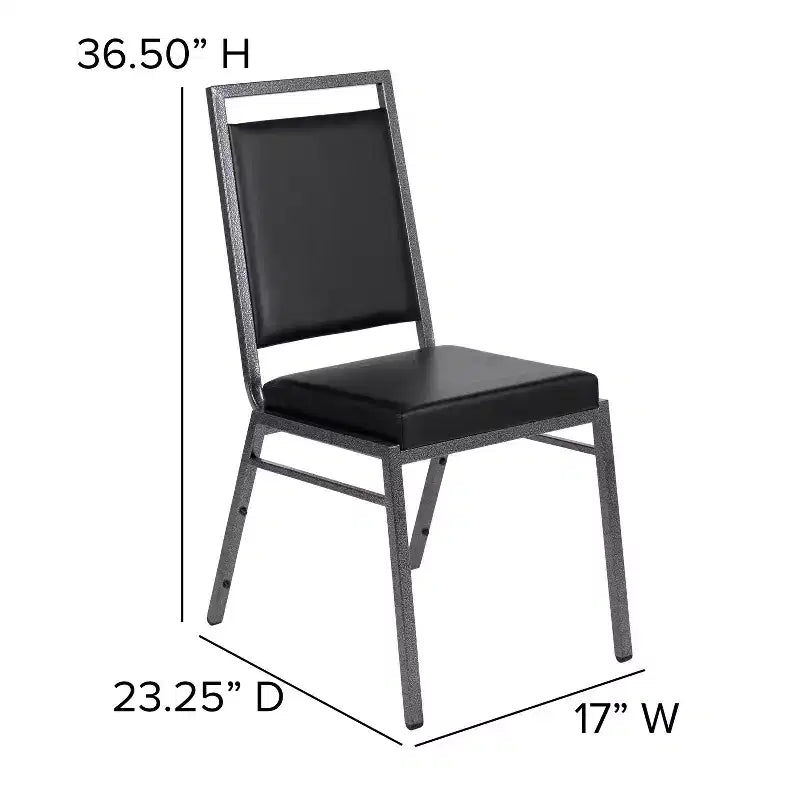 Chaise de banquet empilable à dossier carré avec cadre Silvervein