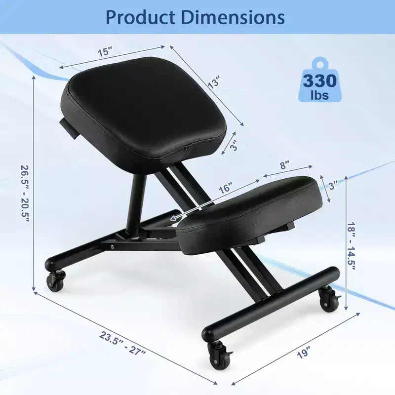 Chaise ergonomique à genoux Tabouret réglable avec roues universelles verrouillables Siège inclinable
