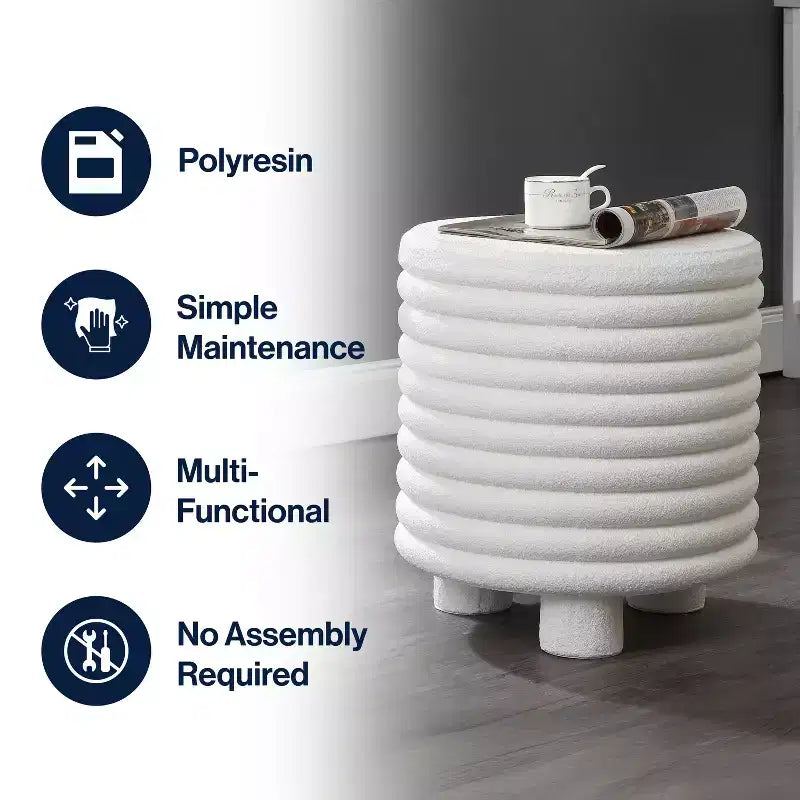 Table d'appoint minimaliste moderne à 3 pieds en forme de tambour pour l'intérieur et l'extérieur