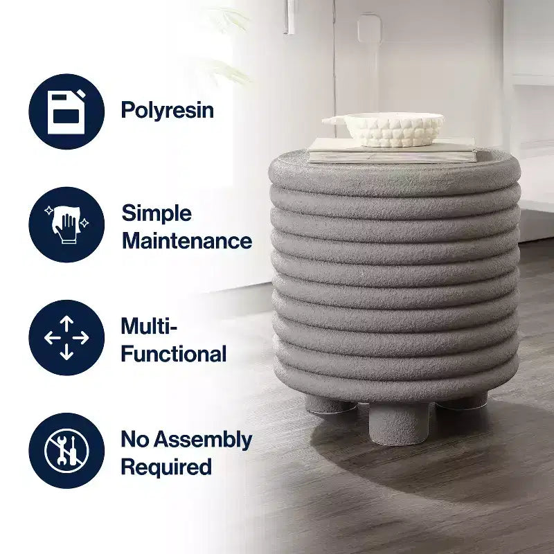Table d'appoint minimaliste moderne à 3 pieds en forme de tambour pour l'intérieur et l'extérieur